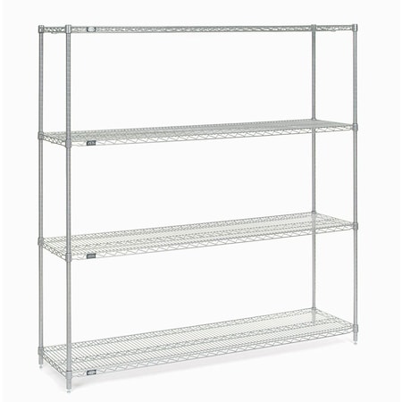 Nexel Wire Shelving, Poly-Z-Brite, 72W x 14D x 74H 14727Z